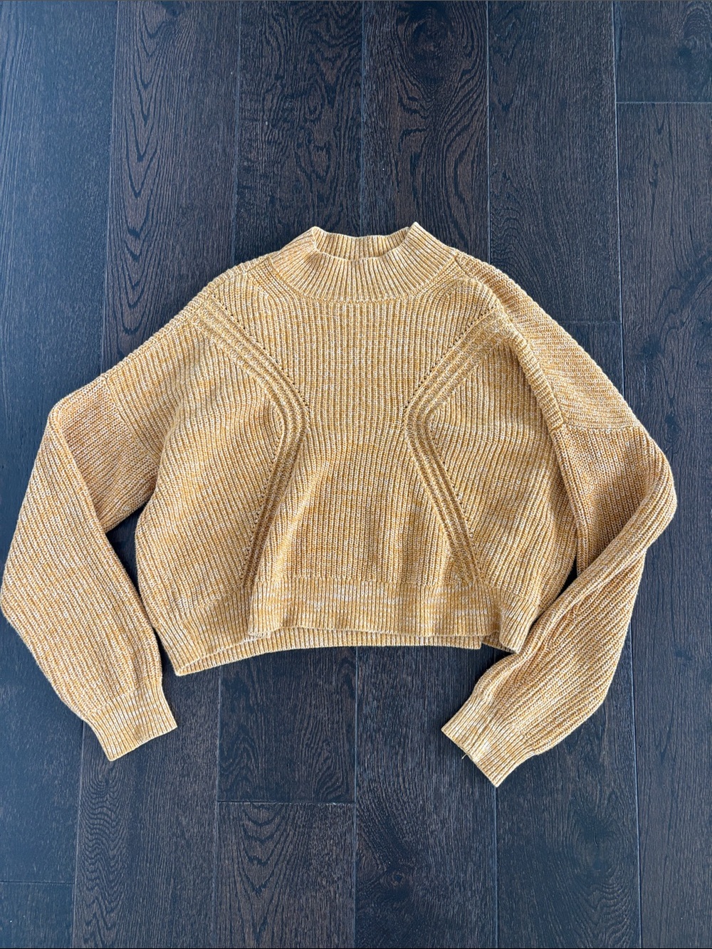 Mock-Neck Cropped Sweater in Mustard